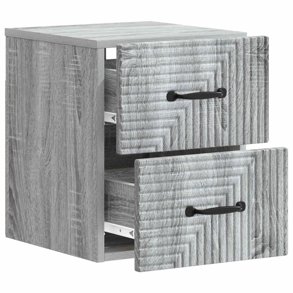 Mobiletto da notte a muro 2 pcs Grigio Sonoma 34,5 x 33 x 40 cm 898648