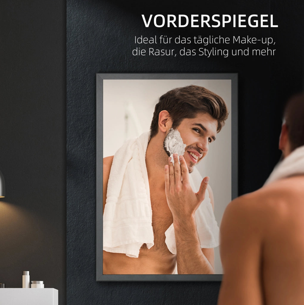 Armadio specchiato da bagno nero con 3 ripiani