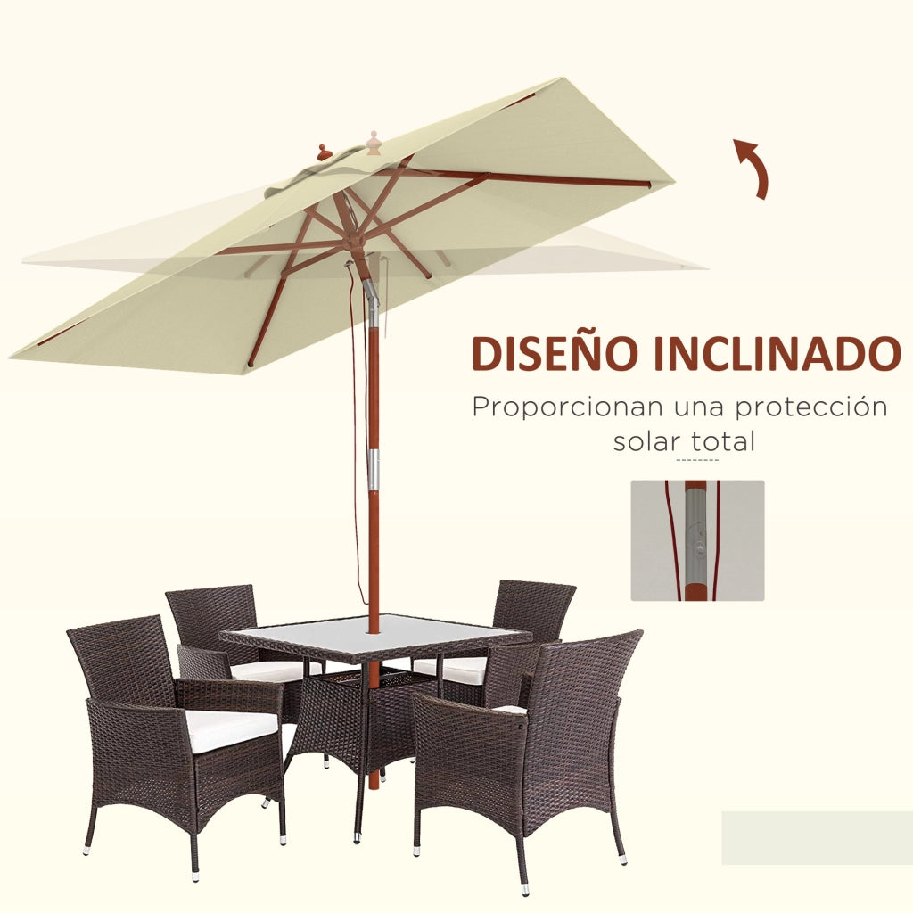 Tenda da sole rettangolare 200x150x235 cm inclinabile ¨C zephmum ¨C beige