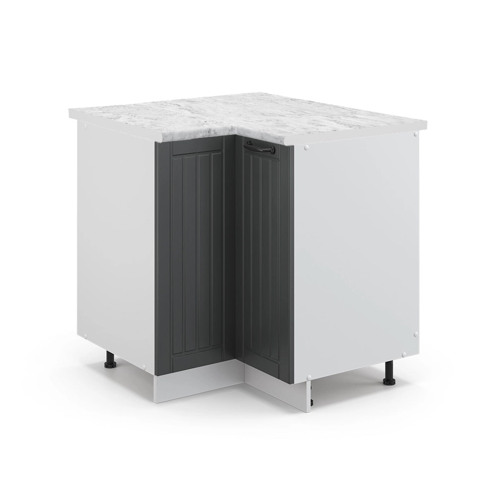 Mobile ad angolo cucina Fame-Line Antracite rustico/Bianco 80.5 cm, PL Marmo Vicco