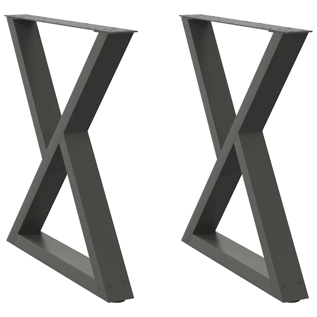 Set di 2 gambe per tavolo da pranzo componibili 70 x 73 cm con piedini regolabili design moderno in acciaio antracite 02_0057012