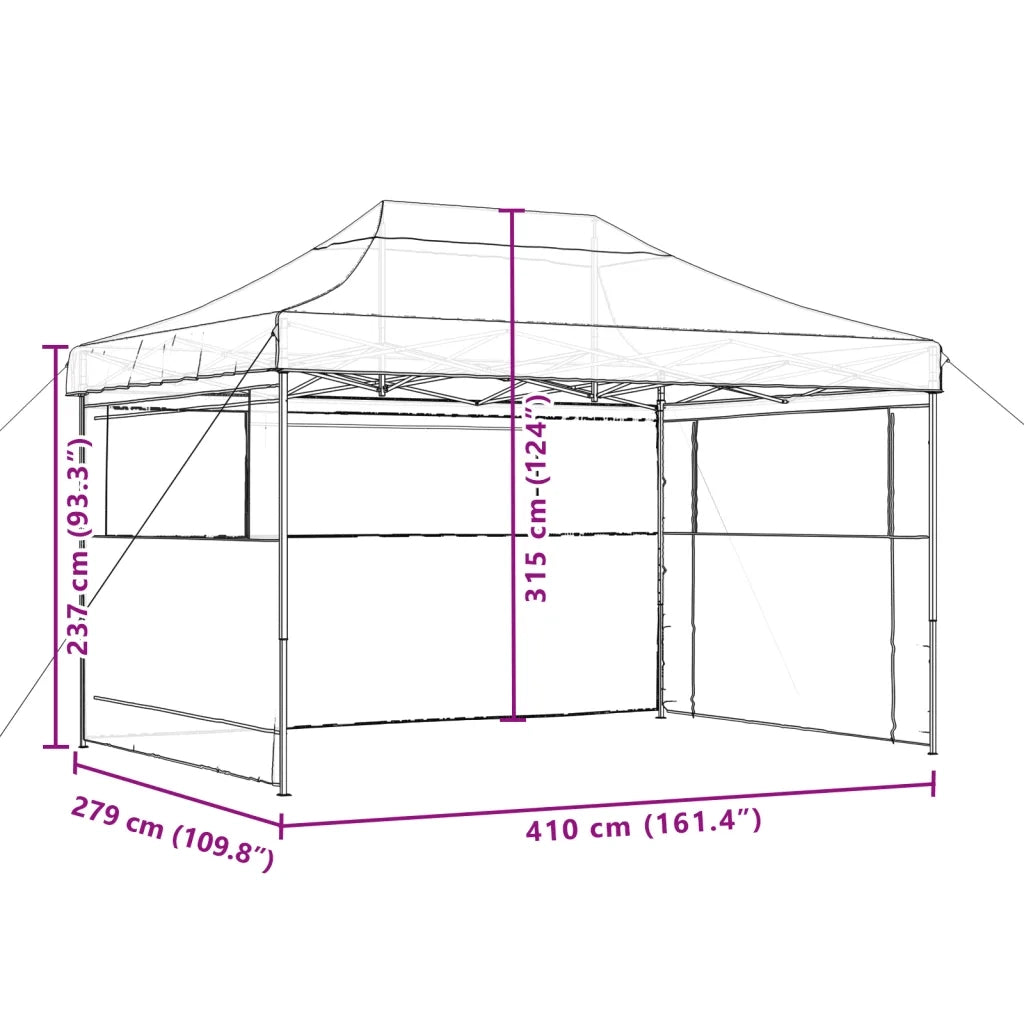 Tendone per Feste Pieghevole Pop-Up con 3 Pareti Arancione 4005017