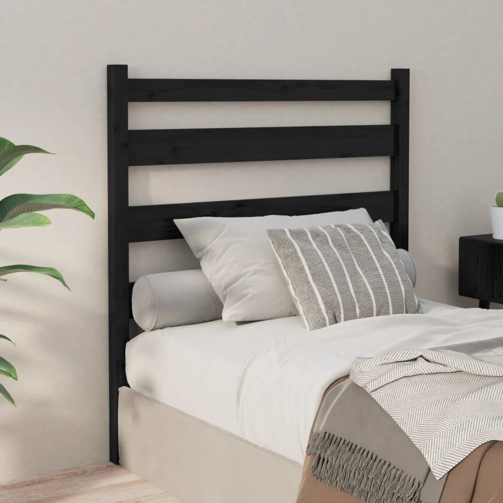 Testiera per Letto-Testata-Testiera Decorativa Nera 96x4x100 cm in Legno Massello di Pino 489239