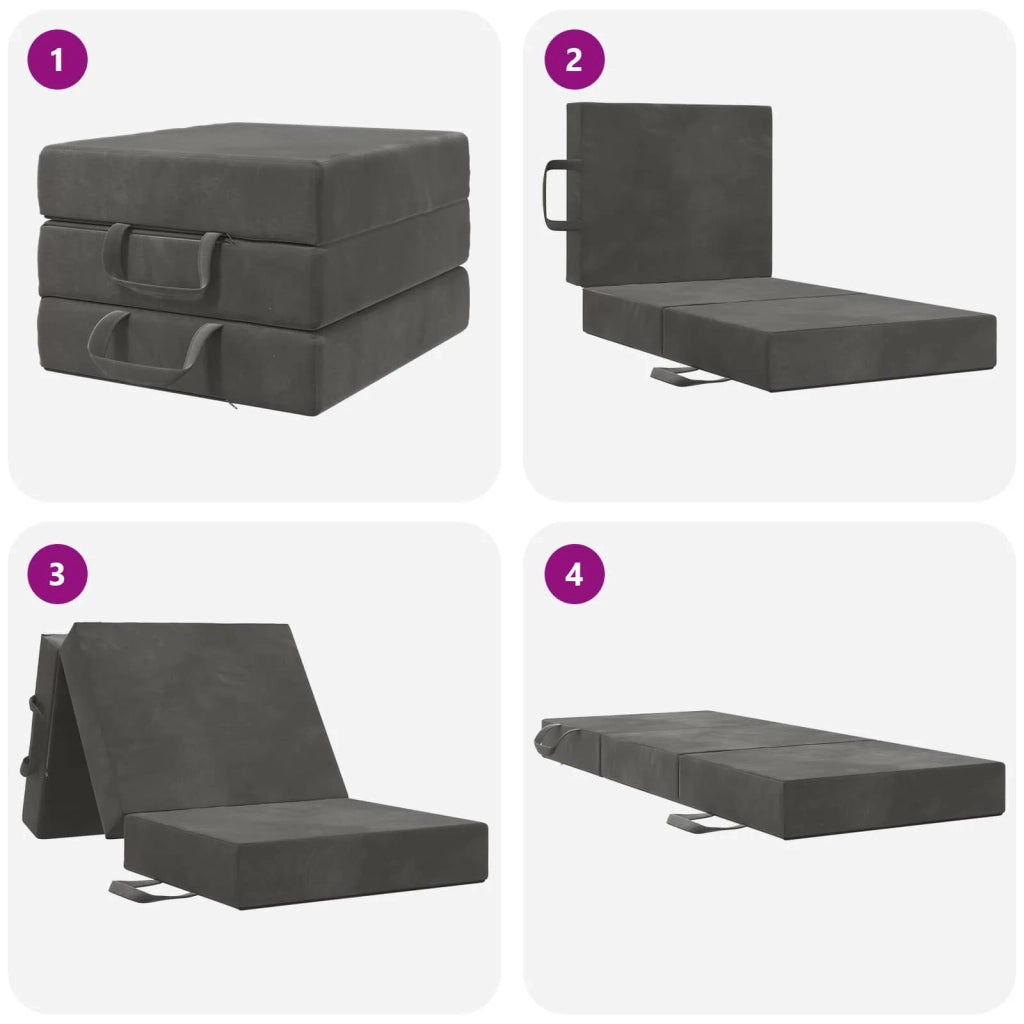 Divano Letto Pieghevole 75 x 63 x 45 cm Grigio Scuro 900144