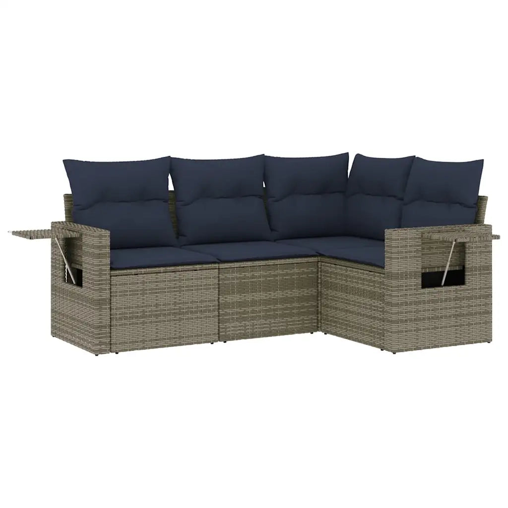 Set Divani da Giardino 4 pz con Cuscini Grigio in Polyrattan 3220110