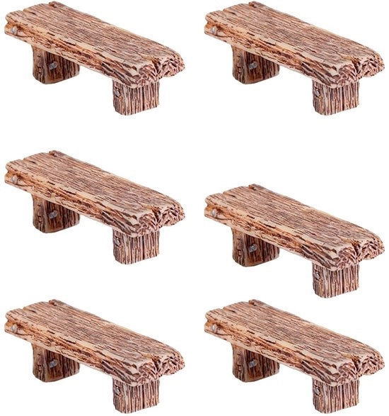 Decorazioni per giardino 6 pezzi - Bancarelle miniature - Stile retro - Paesaggi fiabeschi - Arredamento multifunzionale - Struttura duratura - Mobili miniature