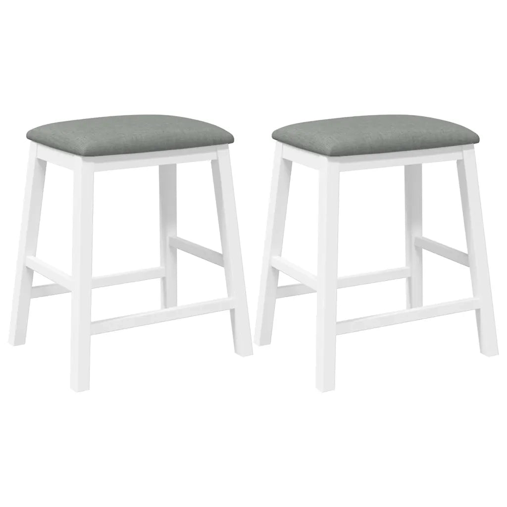 Sedie da Bar con Cuscini 2 pz Bianco Legno Massello di Hevea 4102580
