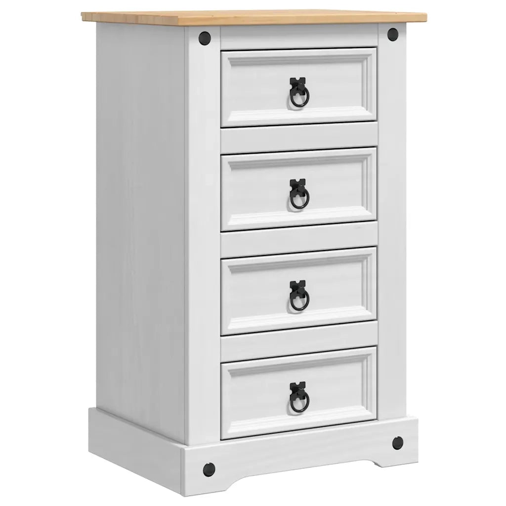 Comodino Corona Bianco 53 x 39 x 84 cm Pino massello 42021190