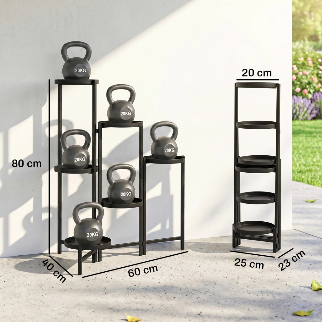 Libreria 6 Livelli Regolabile e Piegevole per Piante ¨C Zephmum ¨C Nero 60x40x80 cm
