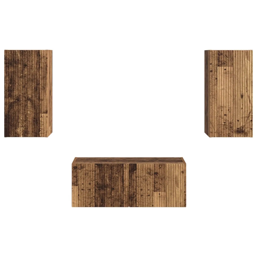 Set mobile TV 2 pz | Armadietto TV | Mobile Porta TV Legno vecchio Legno multistrato
