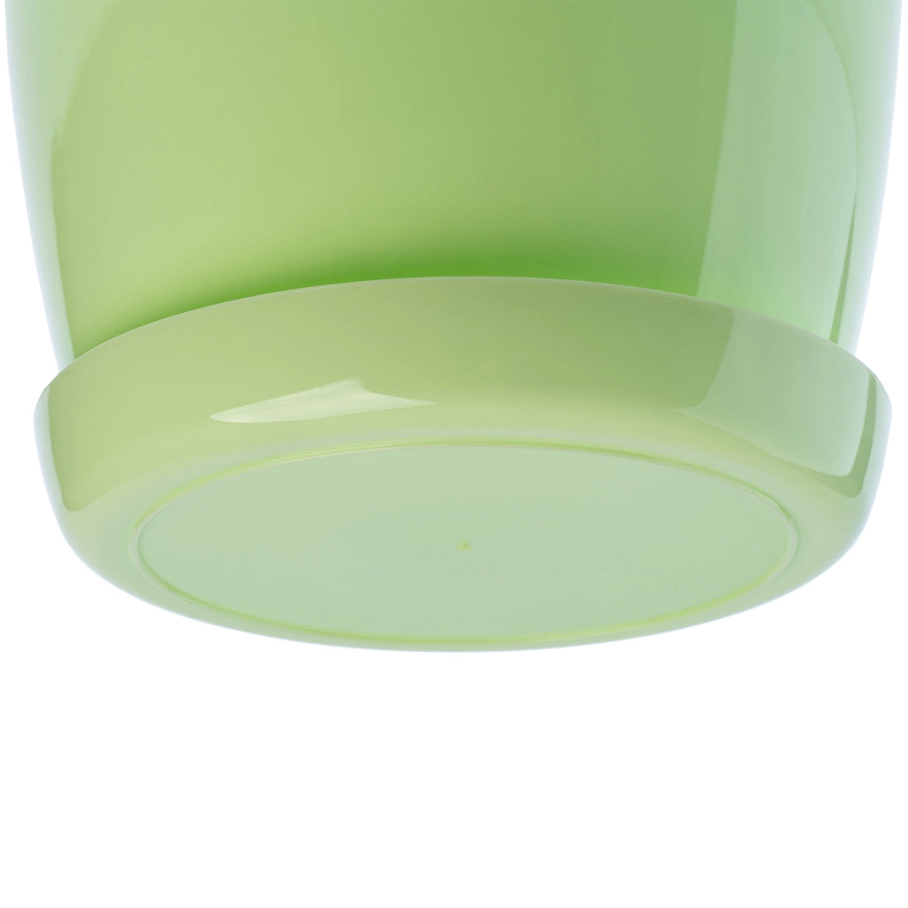 Vaso da fiori KADAX con sottovaso e coperchio in plastica, 23 cm, verde, per fiori. Kadax