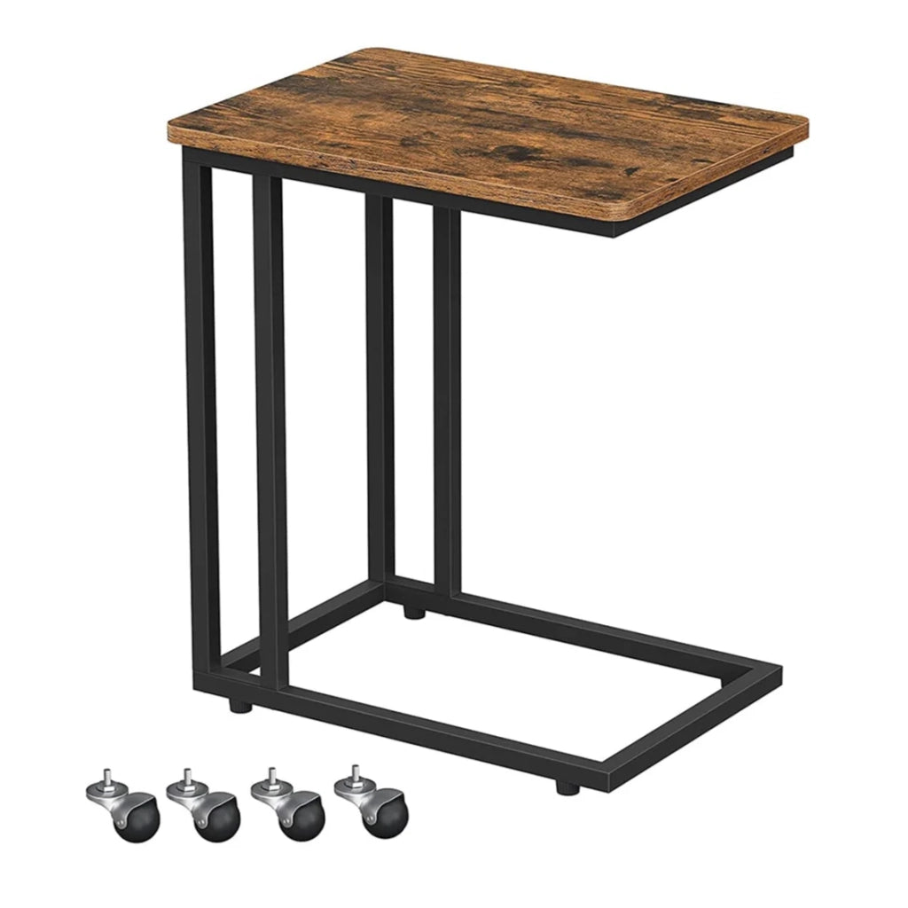 Tavolino laterale tavolino da caffè piccolo carrello mobile comodino 50 x 35 x 55 cm tavolo angolato per tazze da caffè ripiano facile da montare struttura in metallo con rotelle vintage 12_0004517