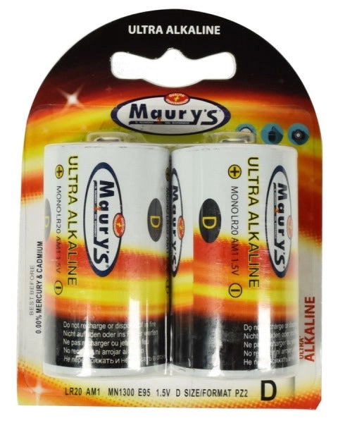 MAURY'S BATTERIE ULTRA ALKALINE TORCIA D 2 PZ