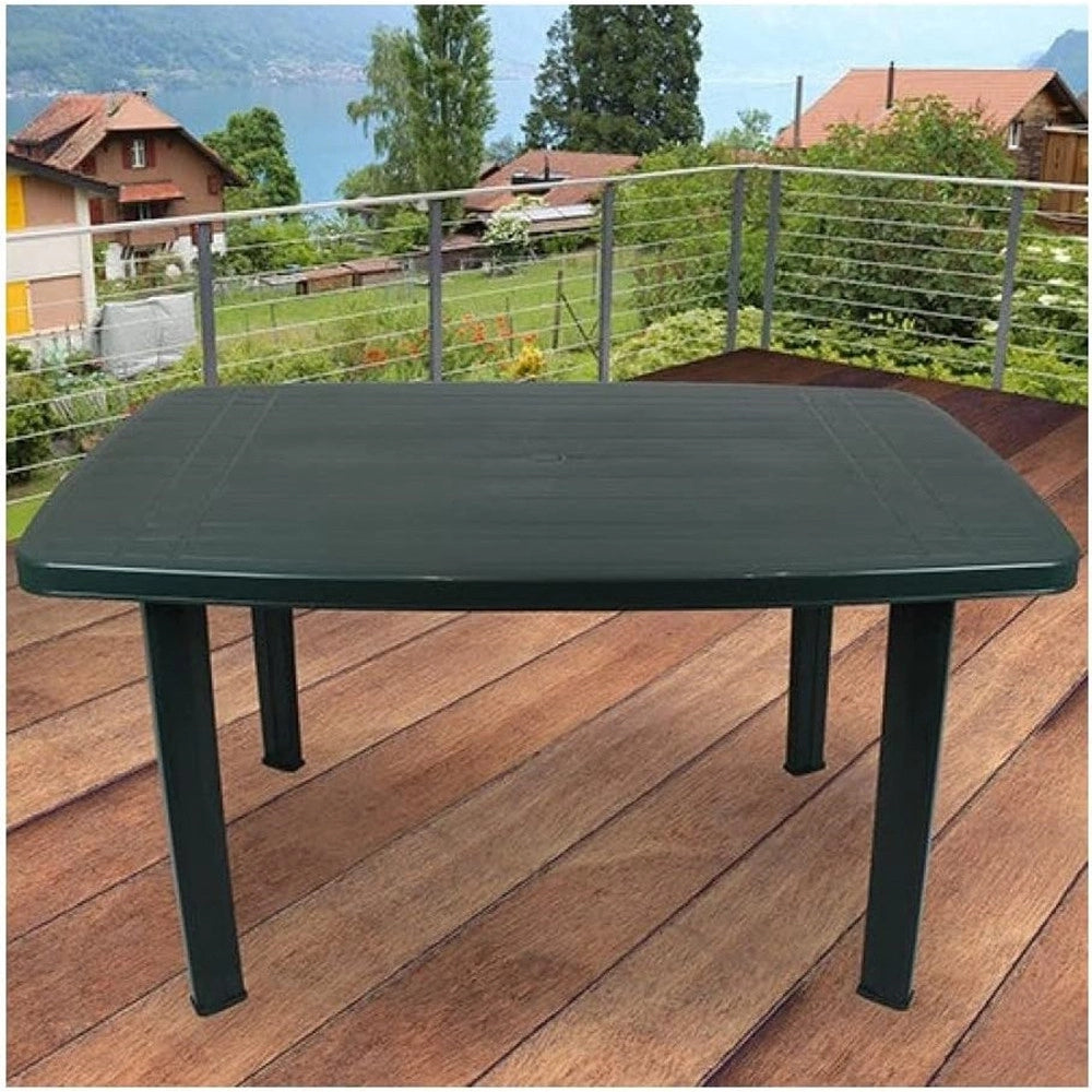 Trade Shop - Tavolo Faro Verde Design Ovale In Polipropilene Resistente 137 X 85 X 72 Cm 020361 -