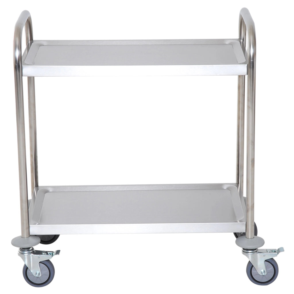 Easycomfort Carrello Cucina 2 Ripiani, Carrello con Ruote Portatutto, Carrello Portavivande in Acciaio Inox, 71x41x81cm, Argento