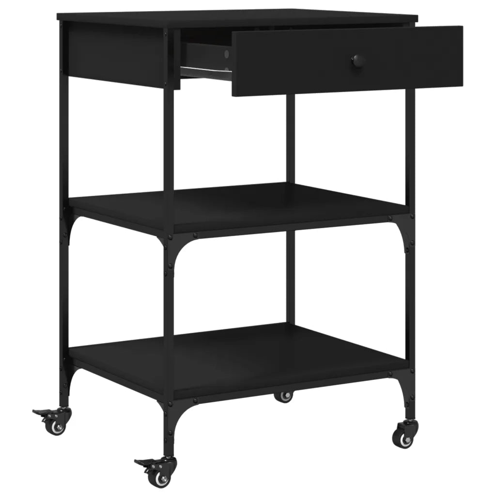 Carrello da Cucina Nero 60x48x89,5 cm in Legno Multistrato 842371
