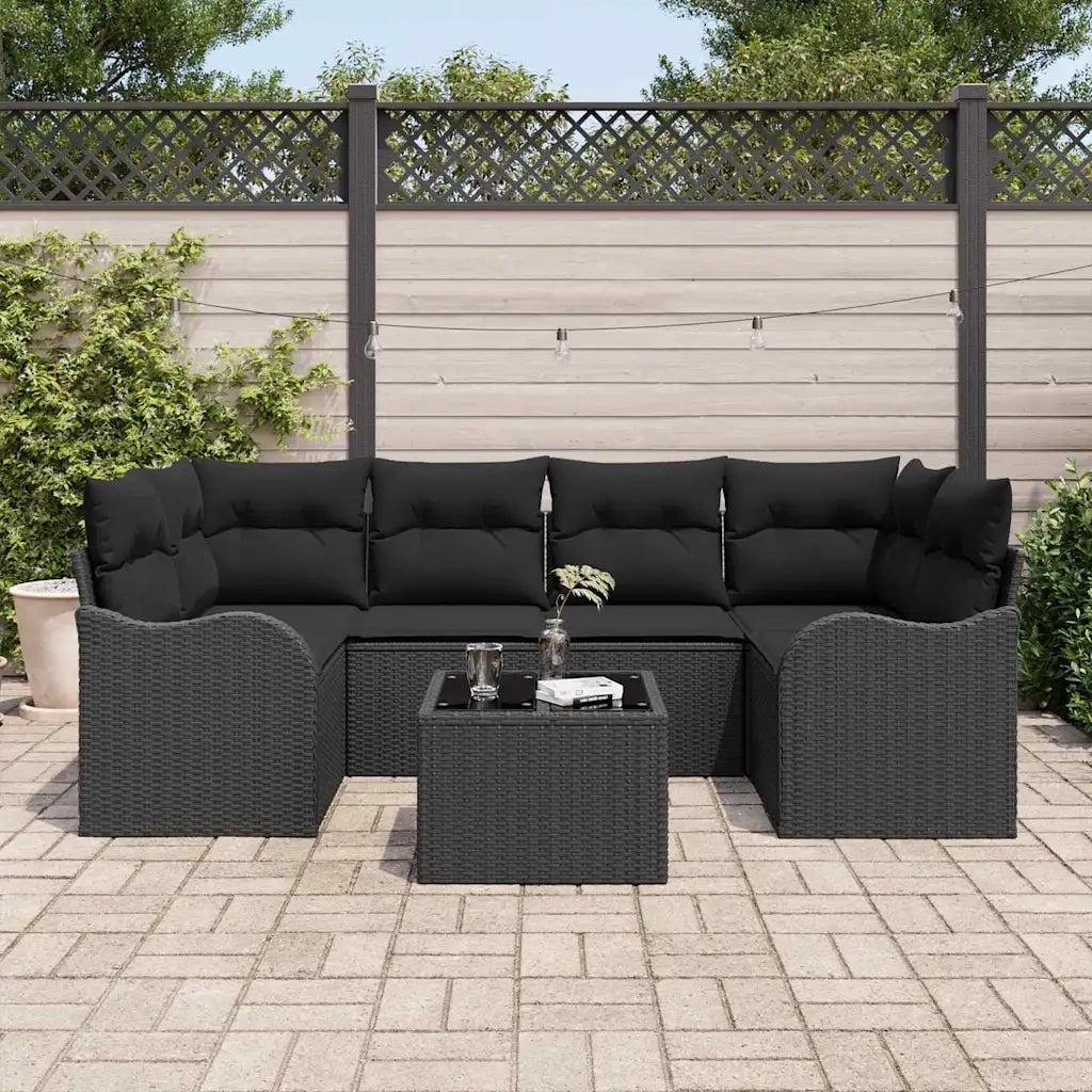 Set Divano da Giardino Nero 55 x 55 x 37 cm polyrattan 3345603