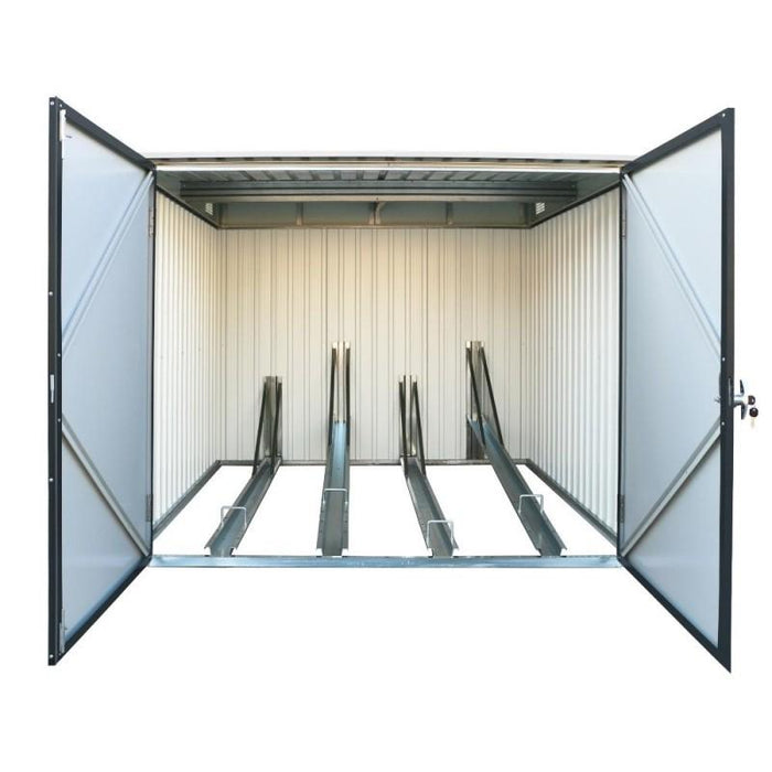 Box per Biciclette 203x203x162 cm in Metallo Antracite e Bianco