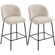 Set 2 Sedie da Bar con Schienale e Poggiapiedi ¨C Zephmum ¨C Beige