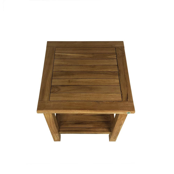 Tavolino Quadrato con Ripiano da Esterno Sal 50x50 cm in Legno Teak