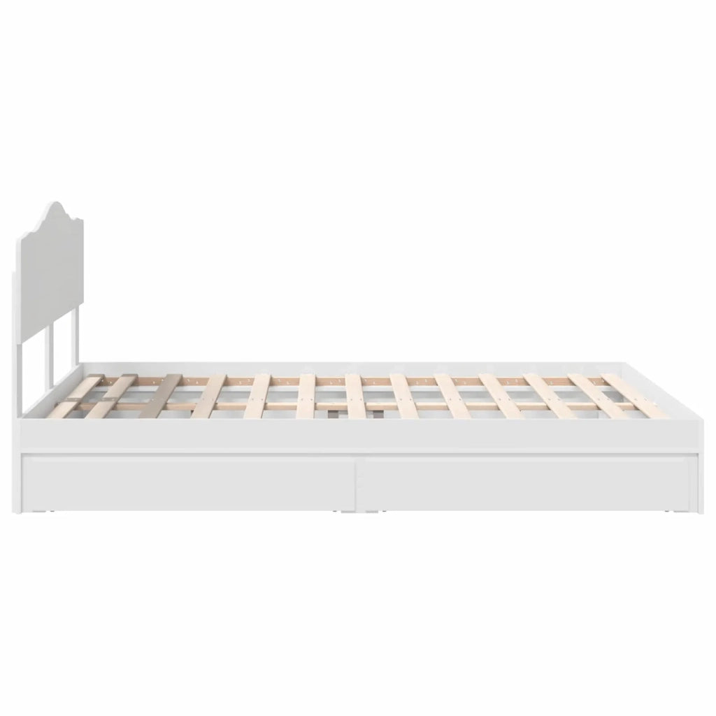 Letto con Contenitore Bianco 160 x 200 cm Legno multistrato