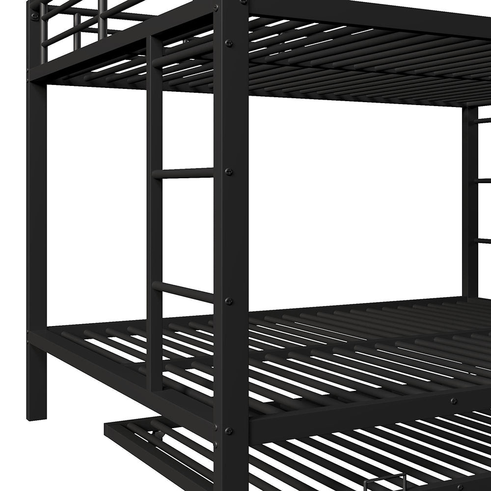 Letto a castello metallico-Xylo-140x200cm, barriera alta, nero