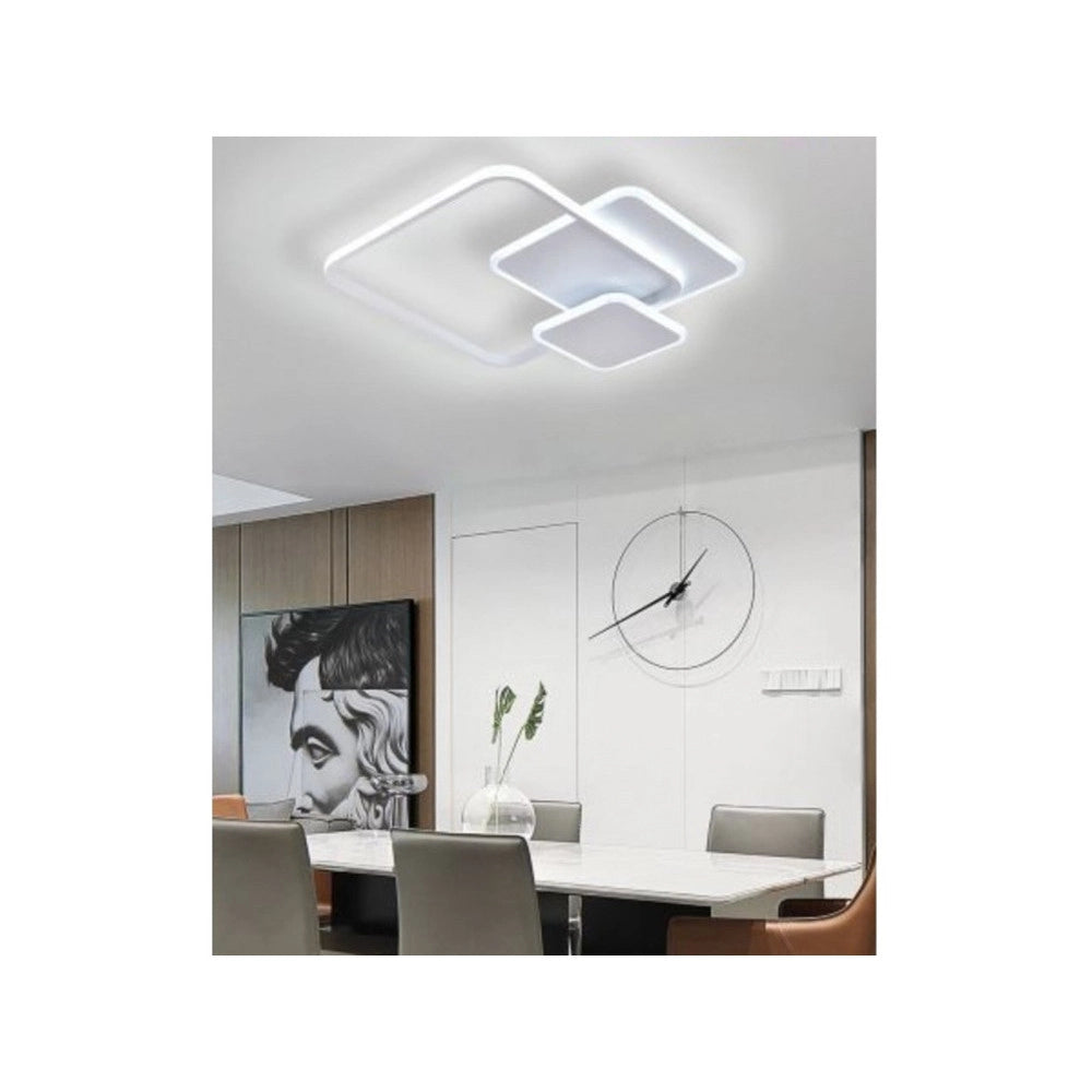 Trade Shop - Plafoniera Luce Fredda Led Quadrata 50w Lampadario Soffitto Bianco Moderno 50064 -