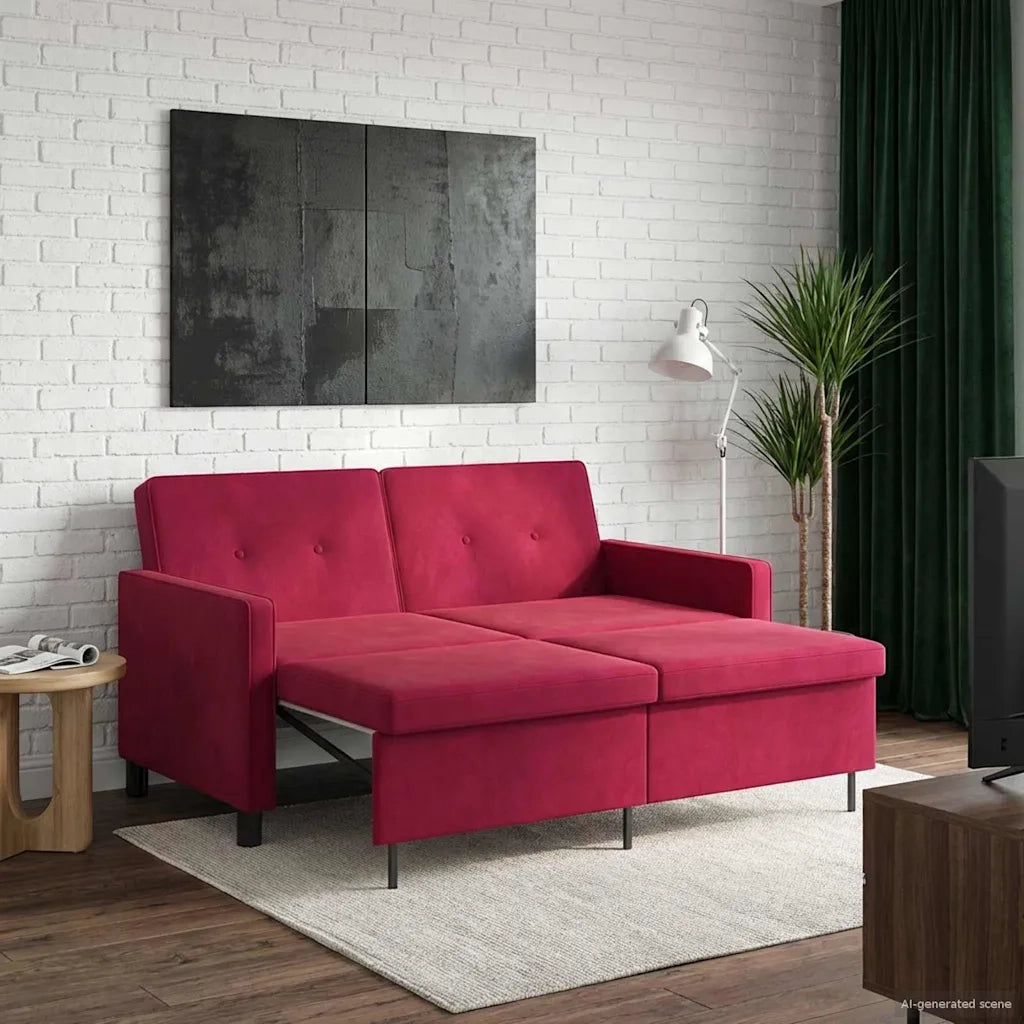 Divano letto | Sof¨¤ letto | Letto singolo Rosso Vino Tessuto