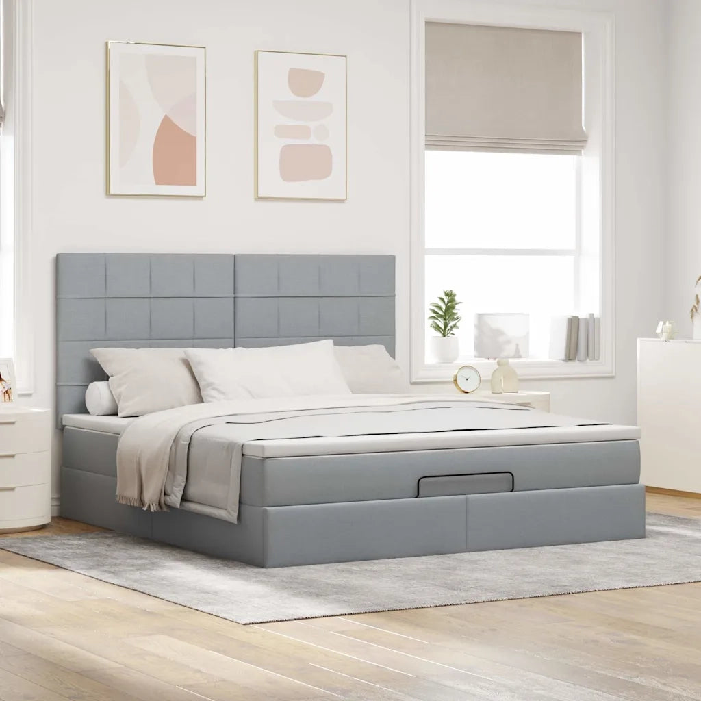 Struttura Letto Pouf con Materasso 160x200 cm in Tessuto 3314017