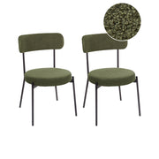 Set di 2 sedie per sala da pranzo Boucle verde scuro Gambe in acciaio nero Sedute per sala da pranzo di design moderno