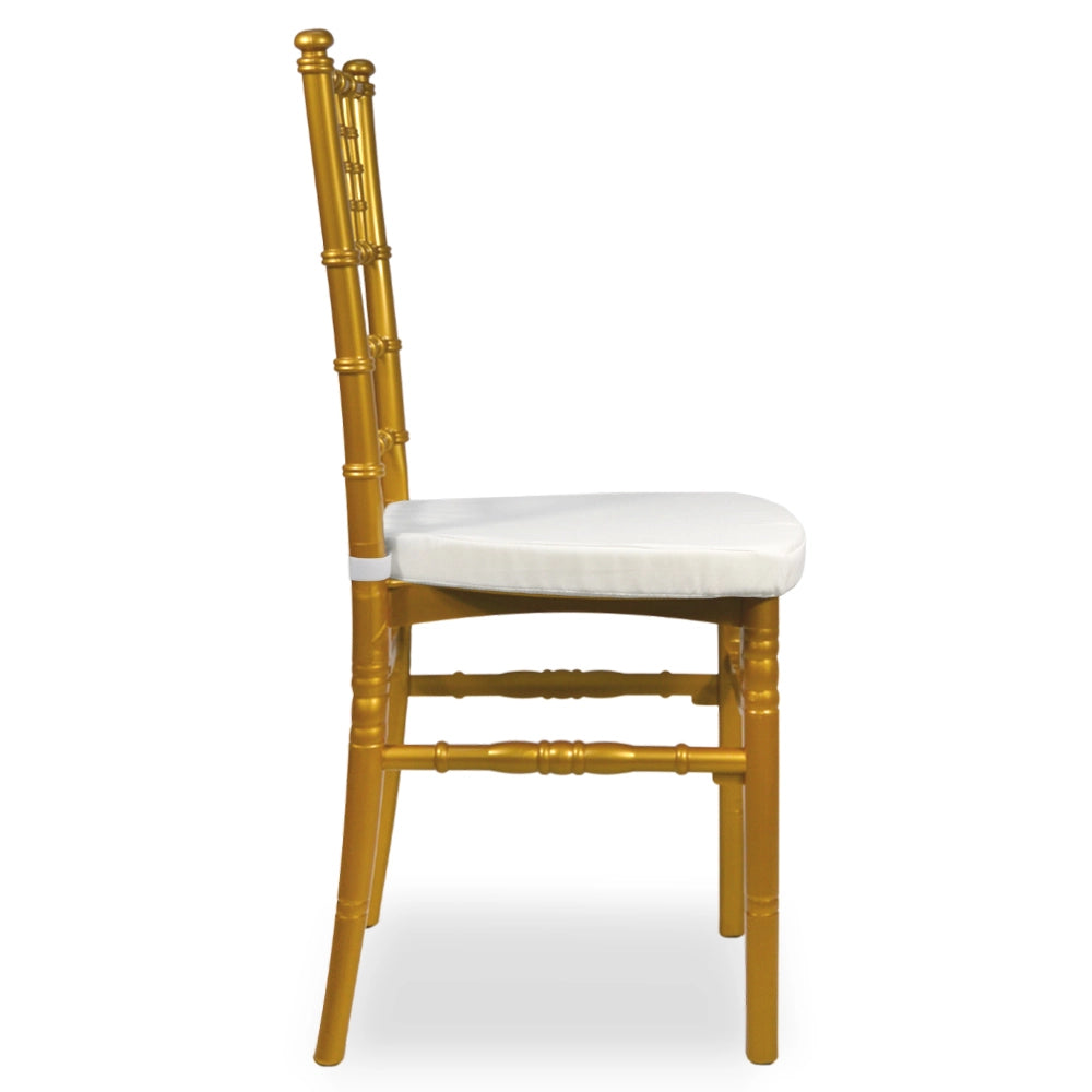 Set da 20 Sedie Chiavarine Plastica gialle ottone con cuscino antiscivolo bianco