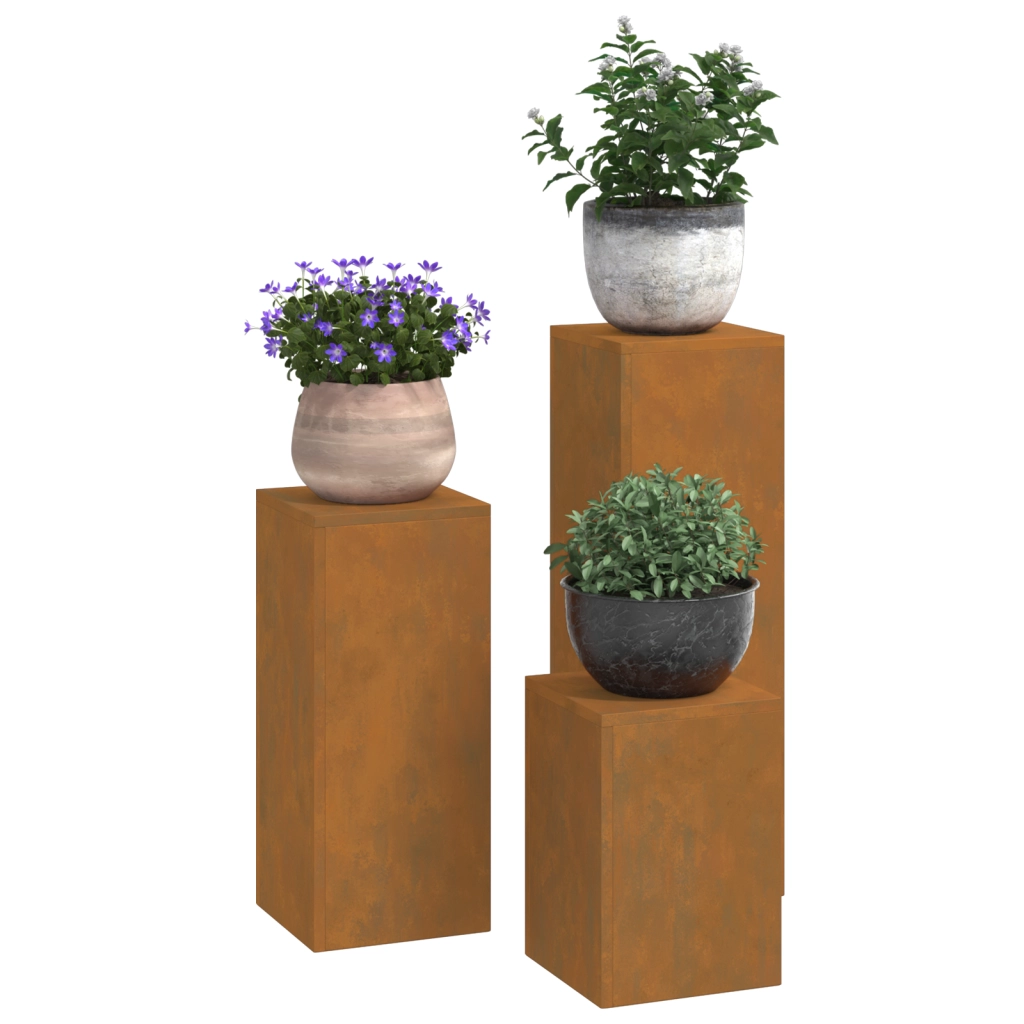 Supporti per Piante da Esterno Pillar 3 pcs Acciaio Resistenti agli Agenti Atmosferici