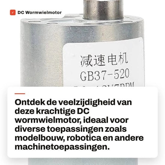 Motore a vite riduttore 12V 7RPM - Motore a ingranaggi - Motore self-locking - Asse reversibile - Alta coppia - Robusto e duraturo