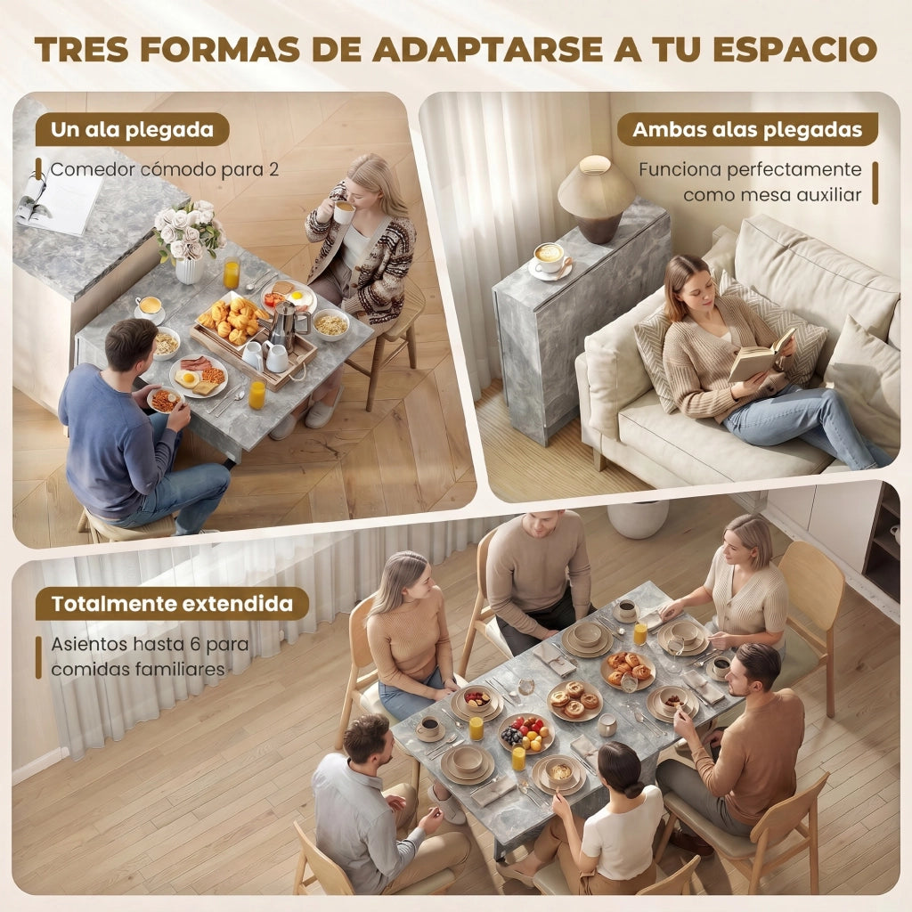 Tavolo da Cucina Pieghevole con Ruote e Ripiani ¨C Zephmum ¨C 75x140x74 cm Grigio Cemento