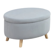 Poltrona con contenitore ovale ¨C Zephmum ¨C Grigio, velluto, gambe in legno, 71x51.5x42 cm