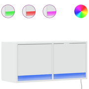 Mobile TV a Parete | Armadietto TV | Mobile Porta TV con Luci LED Bianco 80x31x35 cm