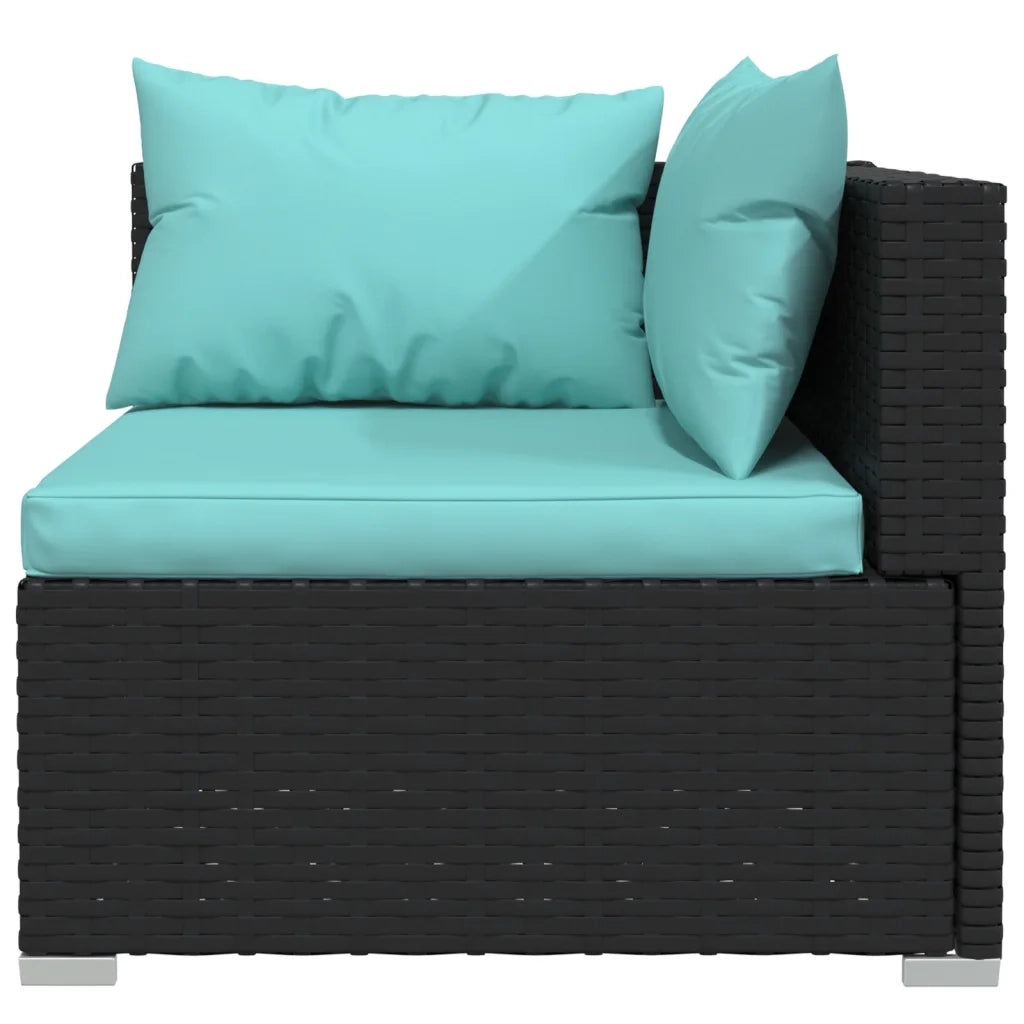 Set Divani da Giardino 10 pz con Cuscini in Polyrattan Nero cod mxl 35105
