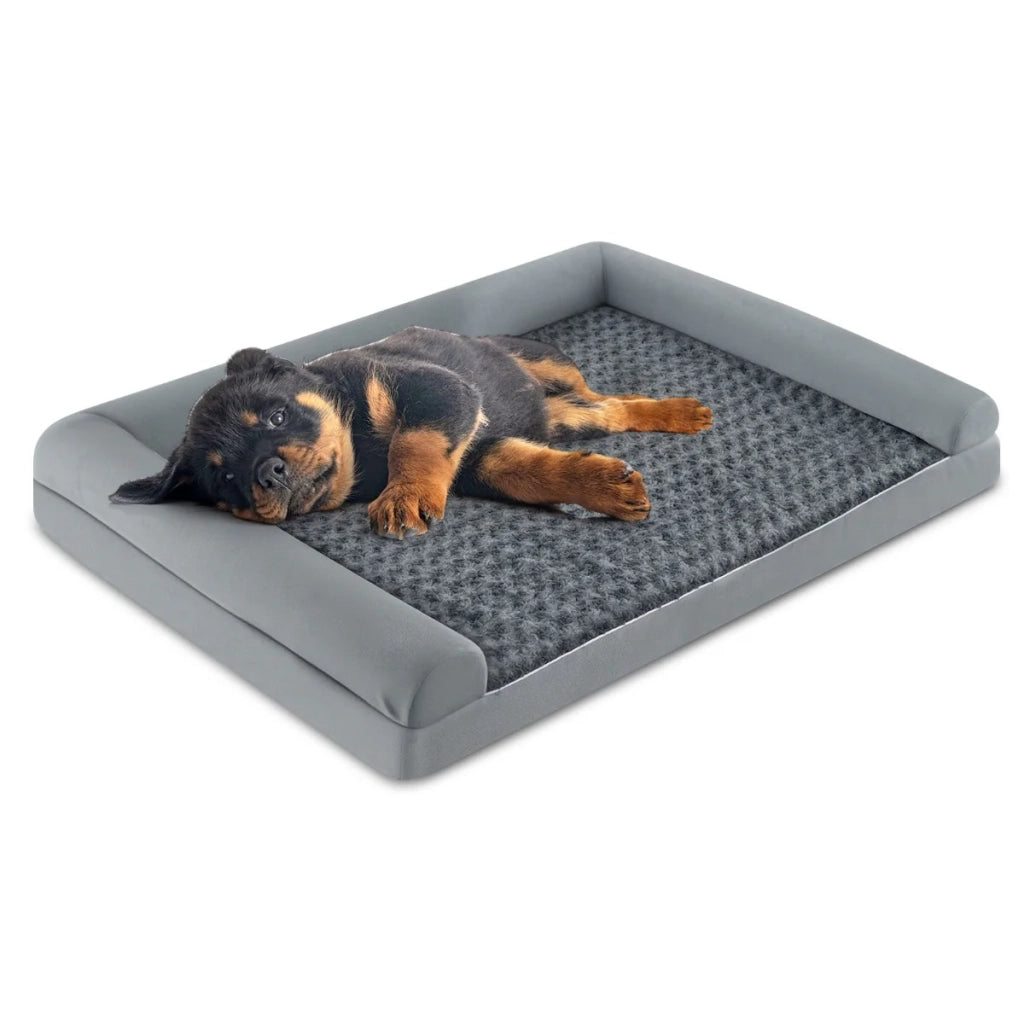 Cuccia ortopedica per cani in schiuma misura XL 122 x 89 x 18 cm con imbottitura avvolgente design moderno in tessuto grigio 20_0012354