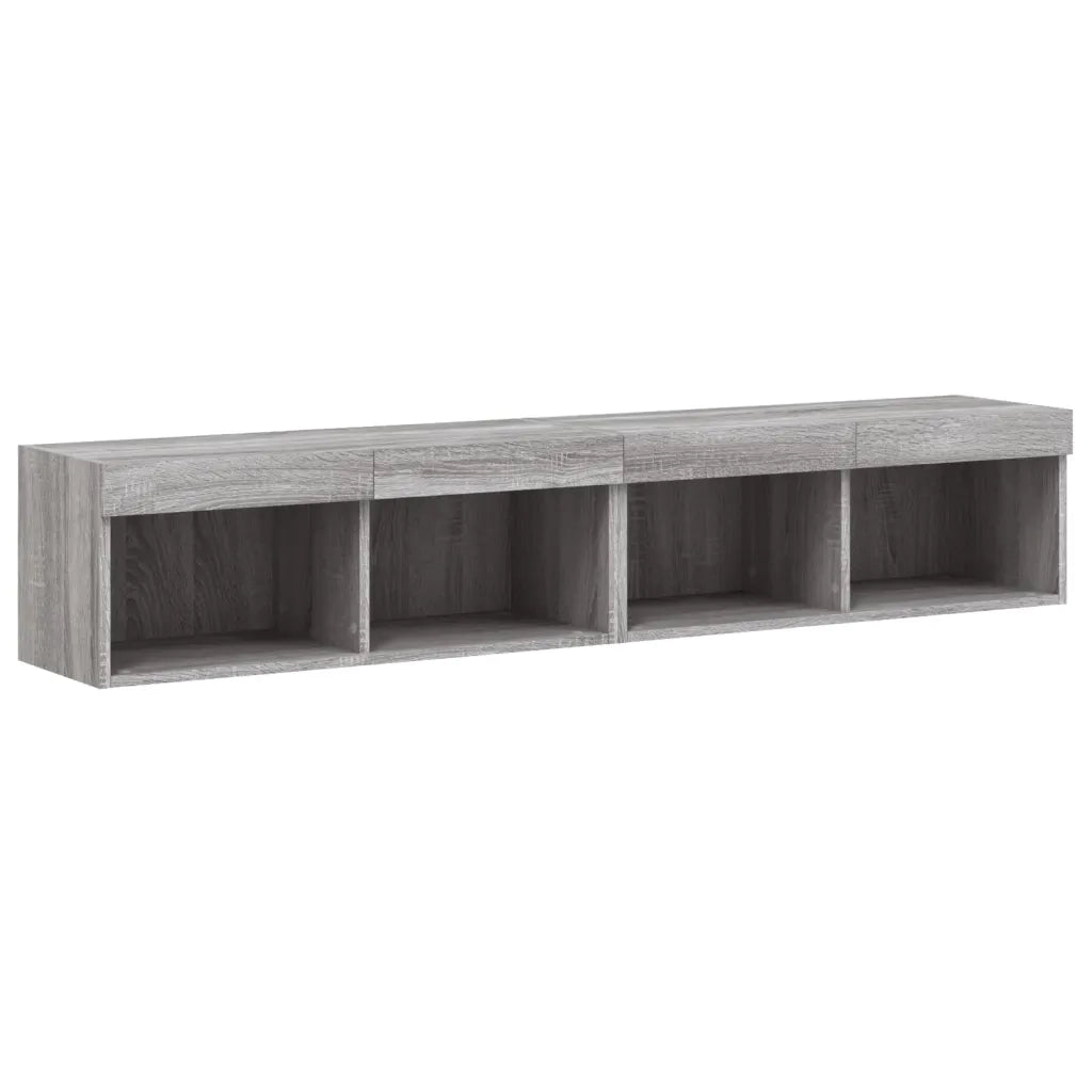 Mobili Porta TV con Luci LED 2 pz Grigio Sonoma 80x30x30 cm 837152