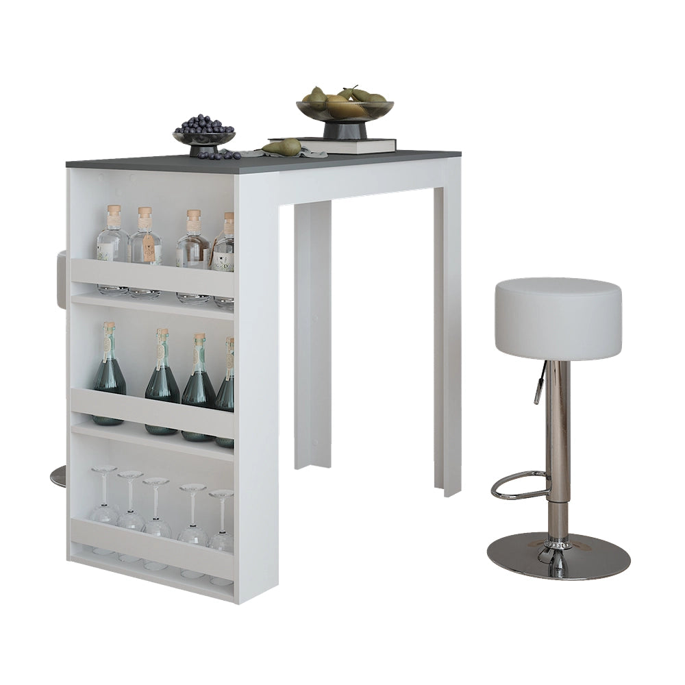Vicco tavolo bar con sgabelli Bianco/antracite 57 x 117 cm con 2 sgabelli da bar