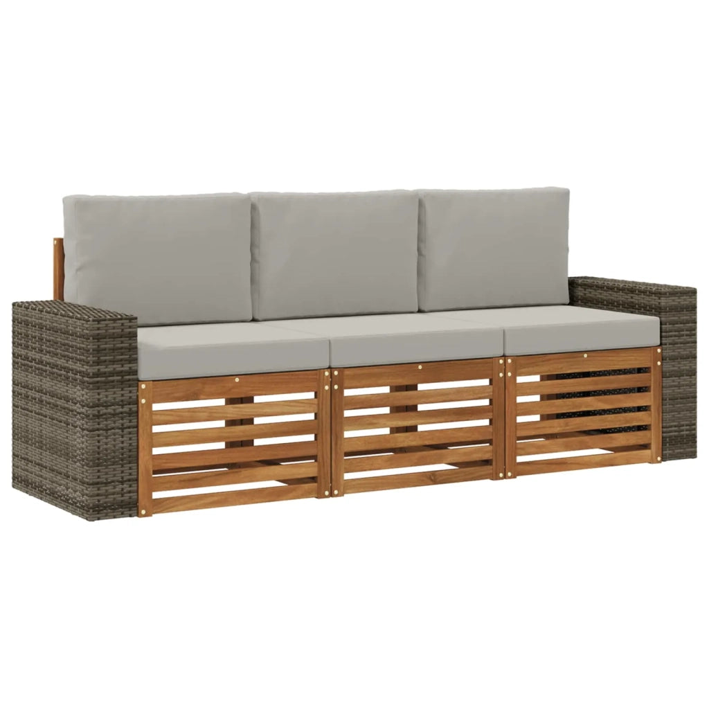 Set divani con cuscino 3 pcs Legno di Acacia Massello