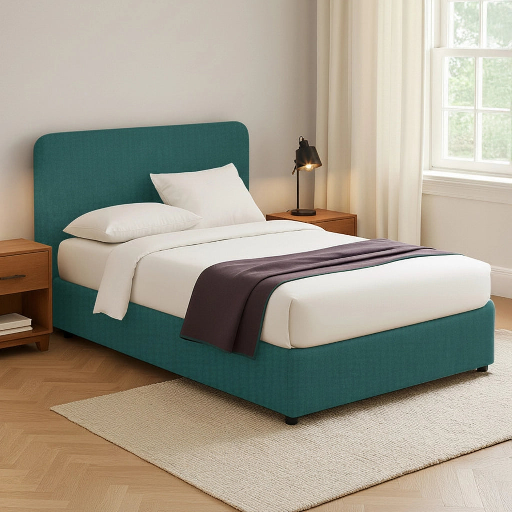 Poole, Letto Piazza e Mezza Sfoderabile Made in Italy, Verde Petrolio