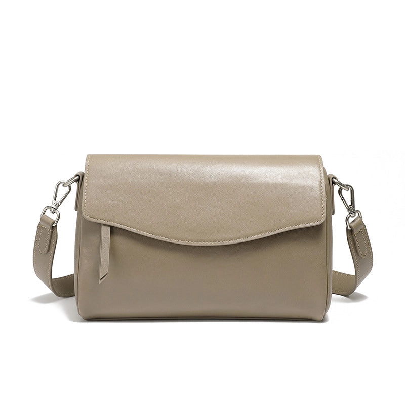 Borsa a tracolla da donna in vera pelle, grigia