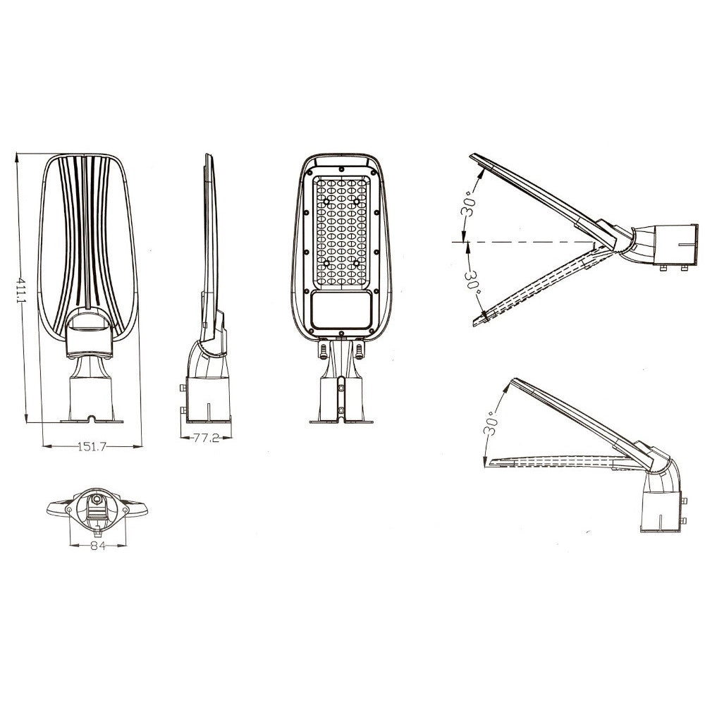 Trade Shop - Proiettore Faro Armatura Stradale Led 50w Con Snodo Da Esterno Ip65 Luce 6500k Rl02-50w -