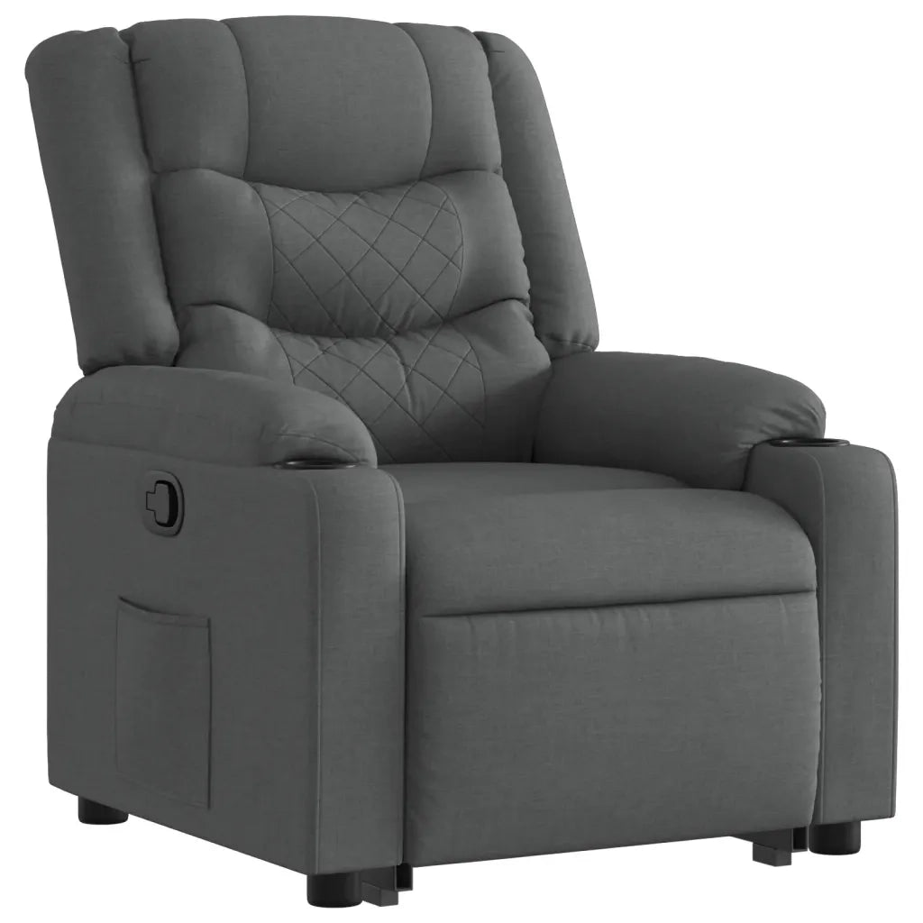 Poltrona Alzapersona Reclinabile Grigio Scuro in Tessuto 3206574