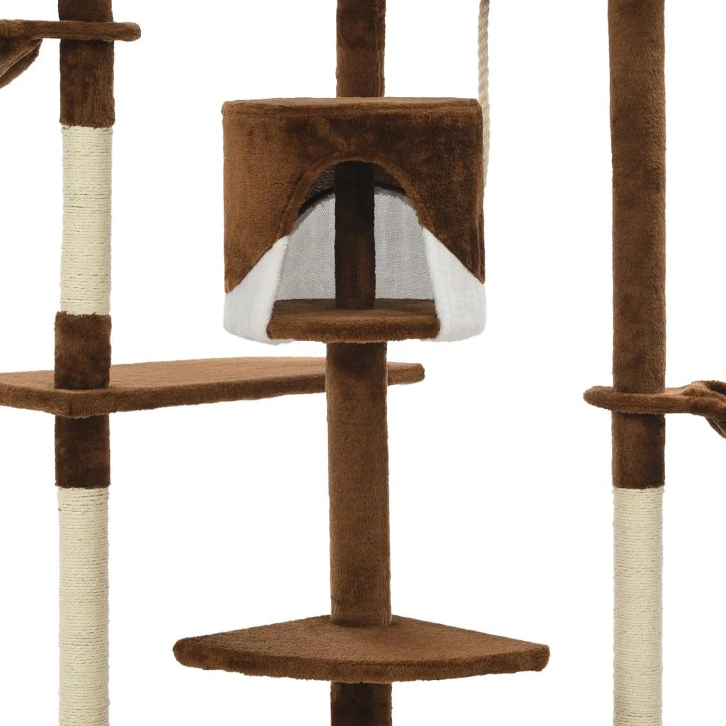 Tiragraffi albero per gatti cuccia per gatti peluche in sisal 203 cm marrone e bianco 3702114