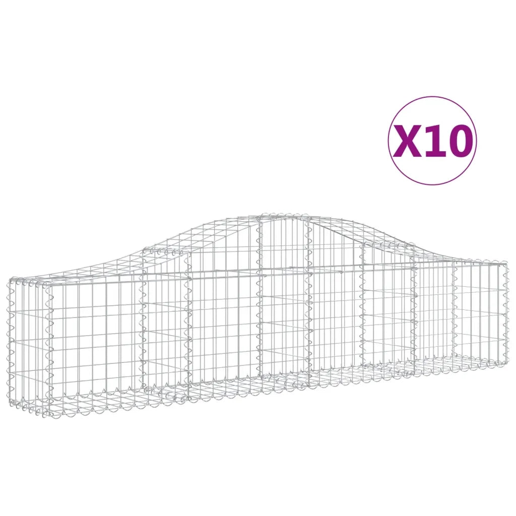 Cesti Gabbioni ad Arco 10 pz 200x30x40/60 cm Ferro Zincatocod mxl 99956
