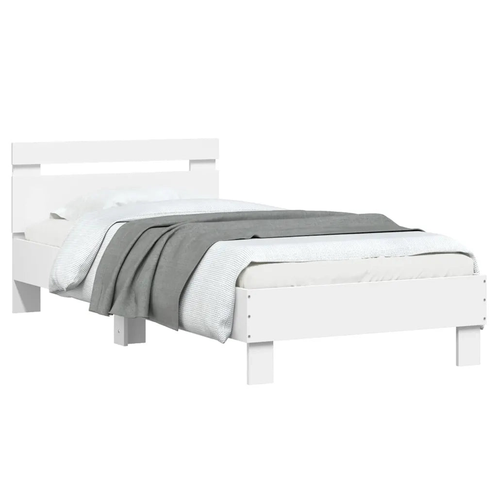 Giroletto con Testiera e LED-Struttura Letto con testiera Bianco 75x190 cm 921588
