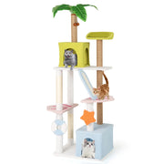 Tiragraffi 180 x 49 x 59 cm con 2 comode cucce pali in sisal tessuto di peluche a tema spiaggia stile orsacchiotto 20_0010108