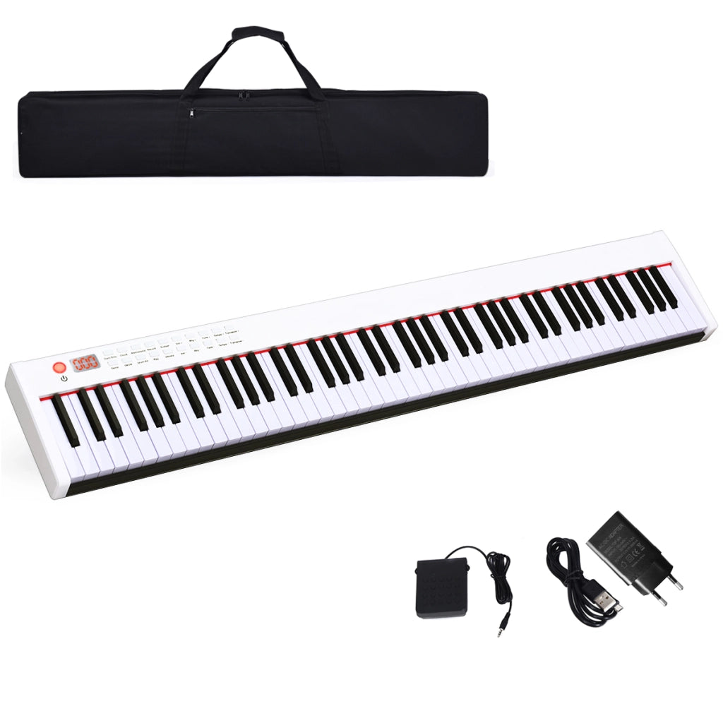 Pianoforte digitale 88 tasti con funzione Bluetooth,Tastiera elettronica portatile con 88 tasti Bianco